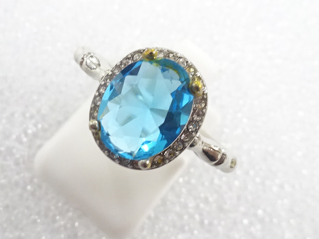 JAPANESE KIMONO / ANTIQUE COLORED STONE RING (SIZE 19)